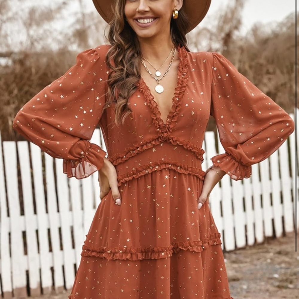 Cosmic Star Ruffle Open Back Mini Dress - Picture 6 of 13